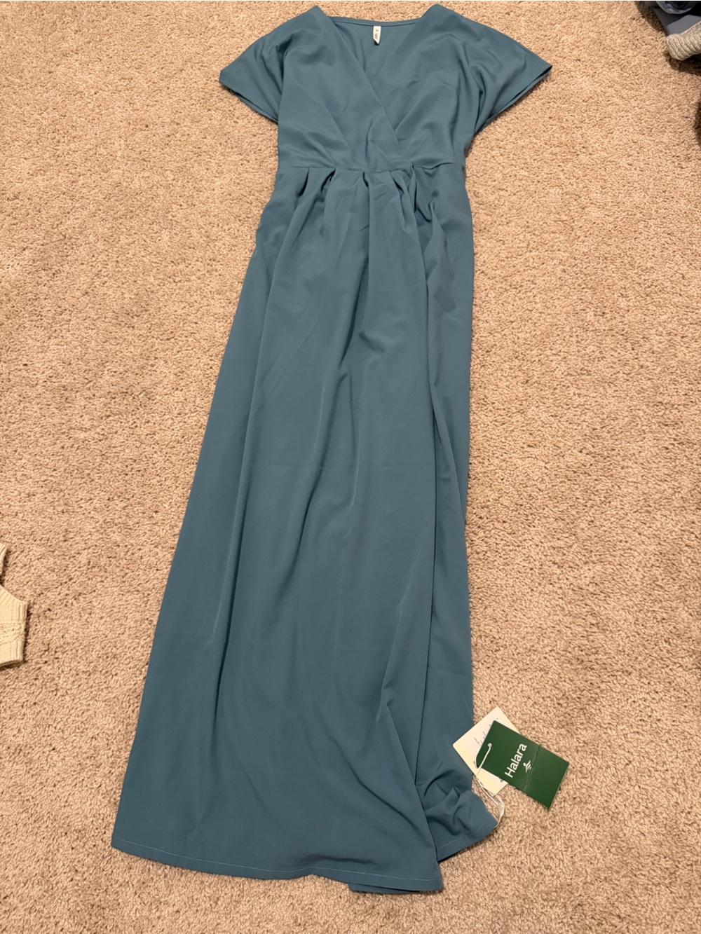 HALARA Teal V-Neck Maxi Dress